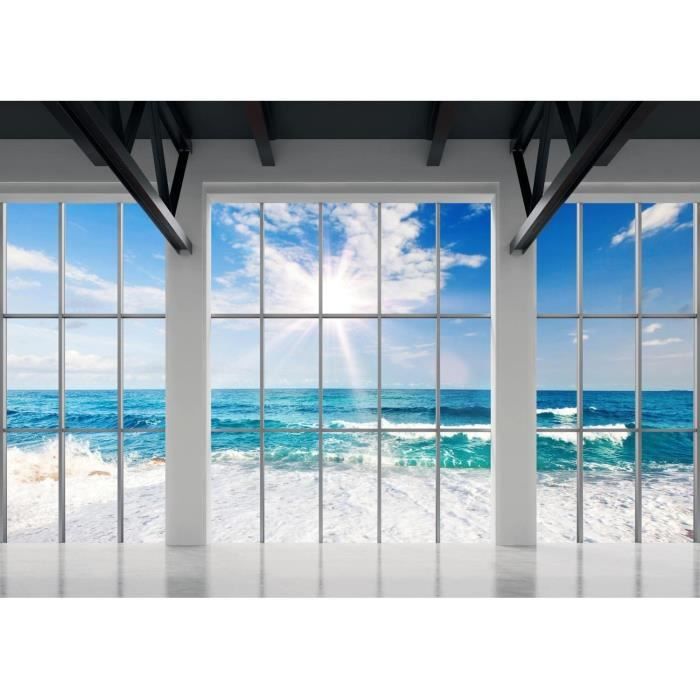 Papier Peint Panoramique Mer Plage Fenêtre 352 X 250 Cm Toison Mur Xxl ...