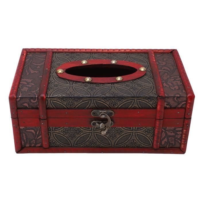Boîte à Mouchoirs Vintage En Bois Fait Main – Style Ethnique Et Couleurs Peintes à La Main, Superbe état