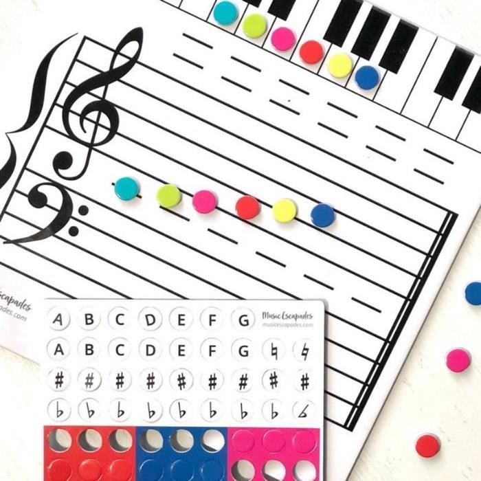 Tableau Magnétique Effaçable Pour Notation Musicale – Portée Imprimée – 35x25 Cm – Cadre Plastique