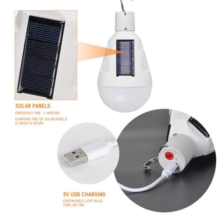 Lampe LED Solaire Rechargeable USB - 24 LEDs - Portable Pour Camping, Tente, Extérieur