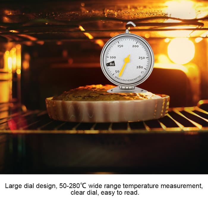 Accessoire Cuisson Professionnel Four Acier Inoxydable - Plage 0 à 200°C - Cadran 5,2x21,5 Cm Thermomètre De Cuisson