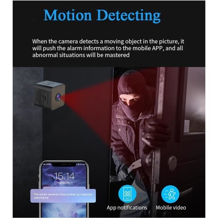 Beseloa 2K Mini Camera Espion WiFi sans Fil Spy avec Vision Nocturne et Detecteur