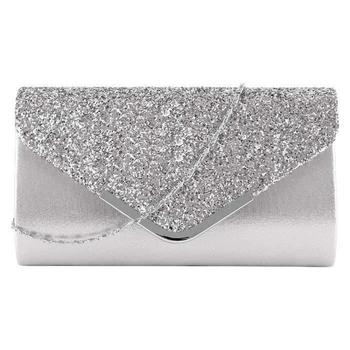 Selighting Sac de Soirée Femme Vintage Sac à Bandoulière Perle Paillettes Pochette de Mariage