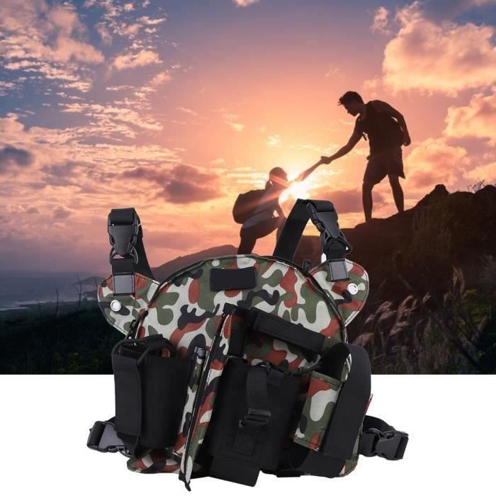Harnais De Poitrine Pour Talkie-Walkie - Pochette Double En Nylon Noir - Pour Pompiers, Police, Sécurité - Réglable Universel