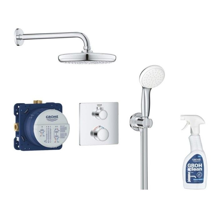 Mitigeur douche encastrable Grohe Grohtherm Tempesta 210 + Nettoyant