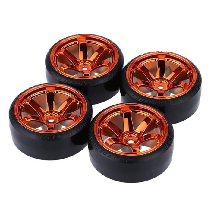 Lot De 4 Roues De Rechange En Caoutchouc Pour Voiture RC 1/10 - Compatible HPI, Kyosho, Tamiya TT02, XV-01 - Noir - 9