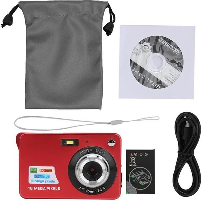8x Zoom Carte Appareil Photo Numérique 5 MP 2.7in Affichage LCD Support Maximum 32GB Carte Mémoire photo accessoire Rouge