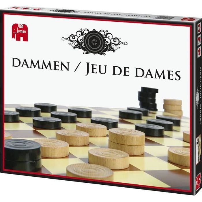 Jeu de dames en bois - JUMBO - Jeu de société - 30 min - A partir de 10 ans - Enfant