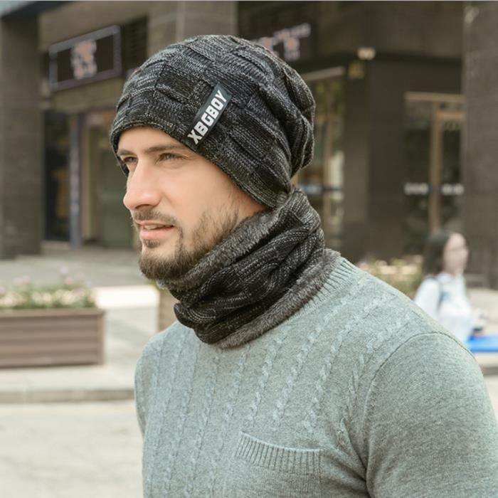 Yutdeng Ensemble Bonnet Chaud Cozy Écharpe Tricot Bonnet Chapeau avec Protection du Visage et Protège-Cou d/'hiver Cache-Cou Ensemble Polaire Epais Homme Femme Plein Air