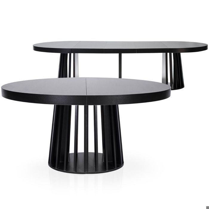 MENZZO Table ovale extensible Eliza Noir - table à manger L150 x P100 x H76 cmAvec 1 rallonge : P100 x L200 cmAvec 2