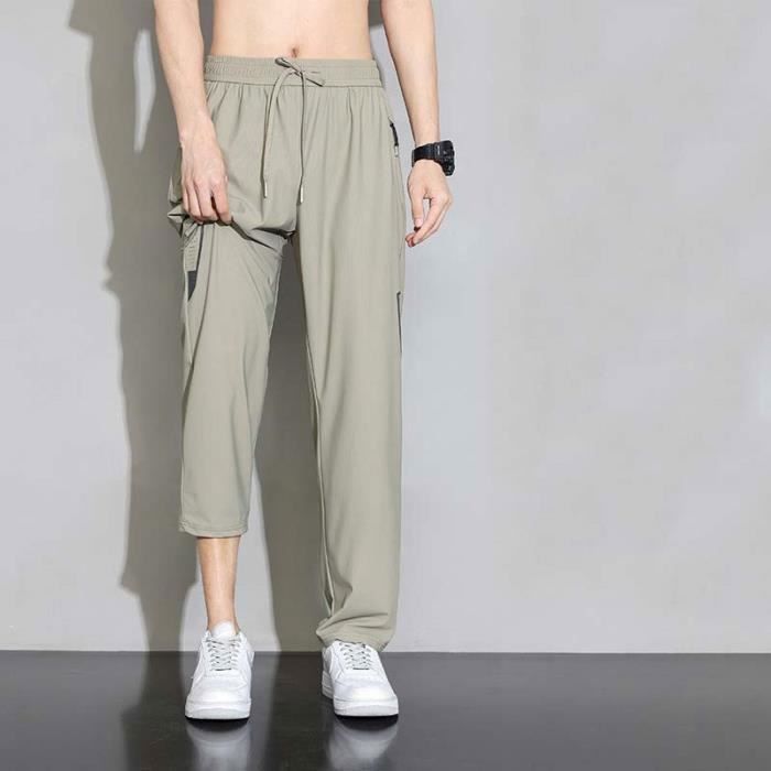 Pantalon Cargo Baggy Homme - Tissu Léger Séchage Rapide - Taille Haute élastique Avec Cordon - 4 Poches - Style Streetwear Y2K