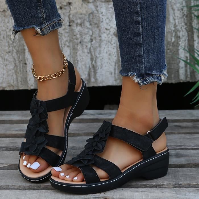 Chaussure Femme Compens Orthop Diques Sandale Bout Ouvert Flip