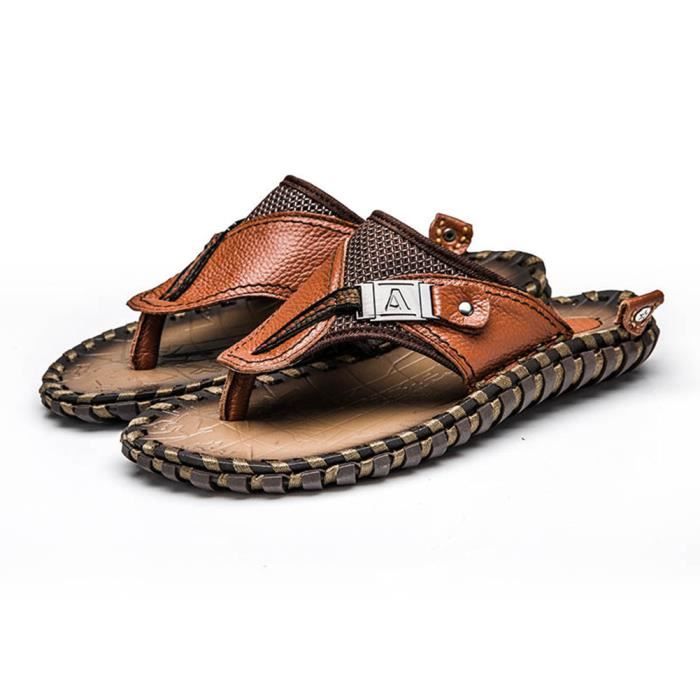 Stars Sandales Homme Casual Plage Tongs En Cuir Respirant Confortable Durables Brun Brun Achat Vente Sandale Nu Pieds Cdiscount