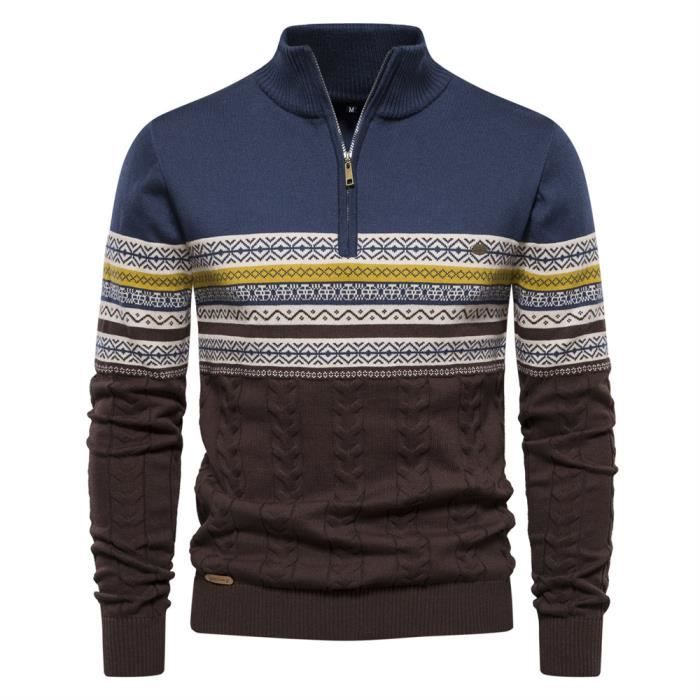 Pull Homme Zippé Avec Demi-fermeture éclair - Col Roulé - Pour Automne Et Hiver - Style Décontracté Ou Travail