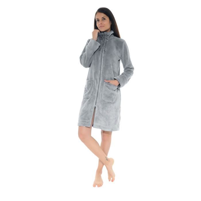 Robe de Chambre Gris Roxana Pilou 616 Robe de Chambre Polaire