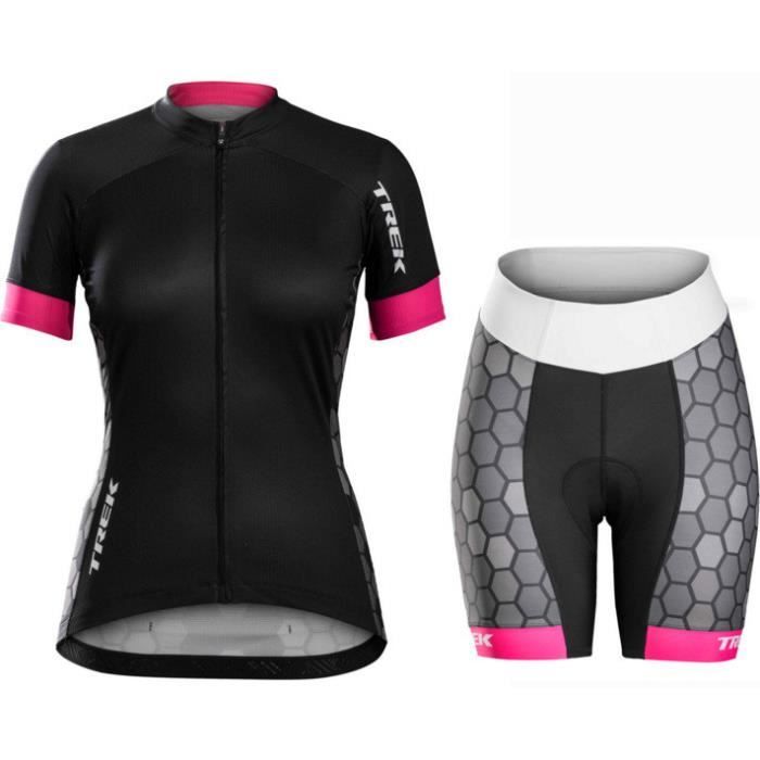 Trek Femme Maillot De Cyclisme Manches Courte Cuissard A Velo Gel Combinaison De Vtt Ensemble De Vetement Euipe Pro Prix Pas Cher Cdiscount