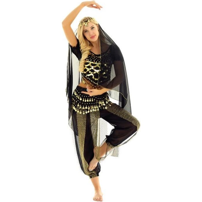 Costume Danse Du Ventre Femme Oyolan - Tenue Orientale Avec Paillettes | Taille Unique | Pour Fête, Halloween
