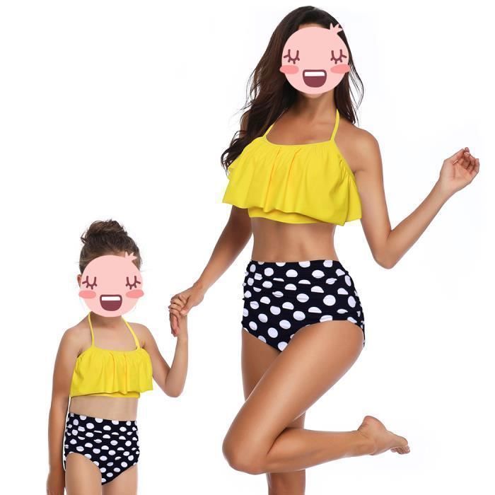 Maillot de bain best sale taille haute enfant