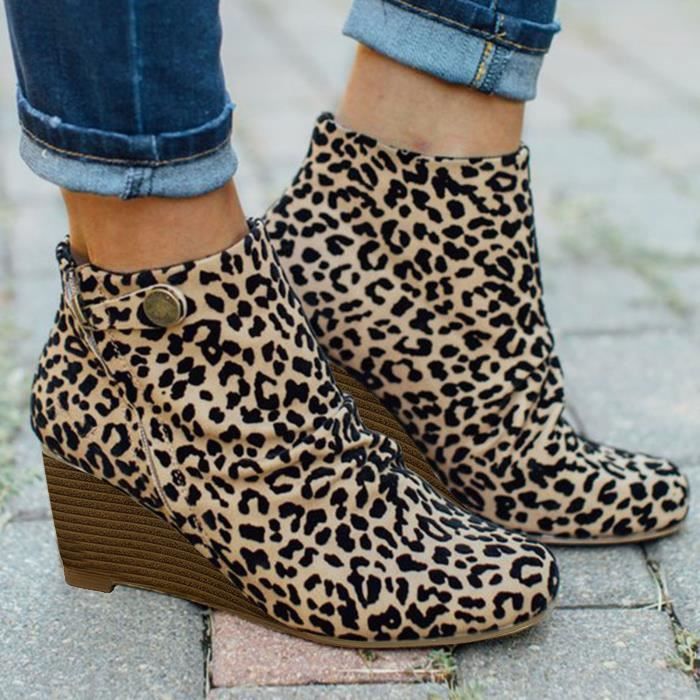 bottine a talon leopard