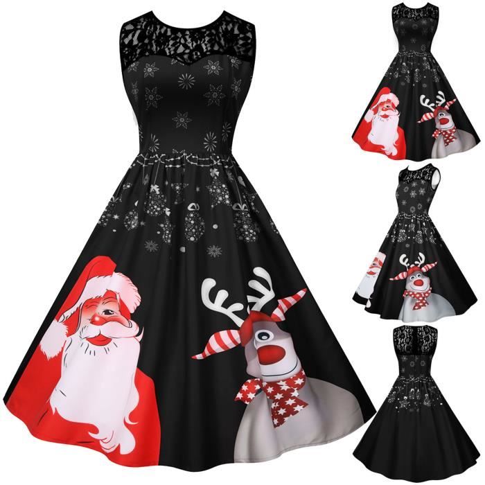 Robe Cocktail Vintage Dentelle Florale FEOYA – Col V Grande Jupe Swing – Sans Manches Élégante & Sexy