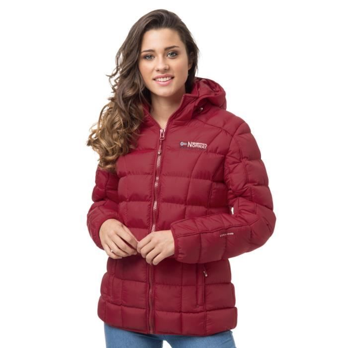 Doudoune BERECHITESHORT GEOGRAPHICAL NORWAY Femme Bordeau Rouge 100 Polyester Fermeture eclair