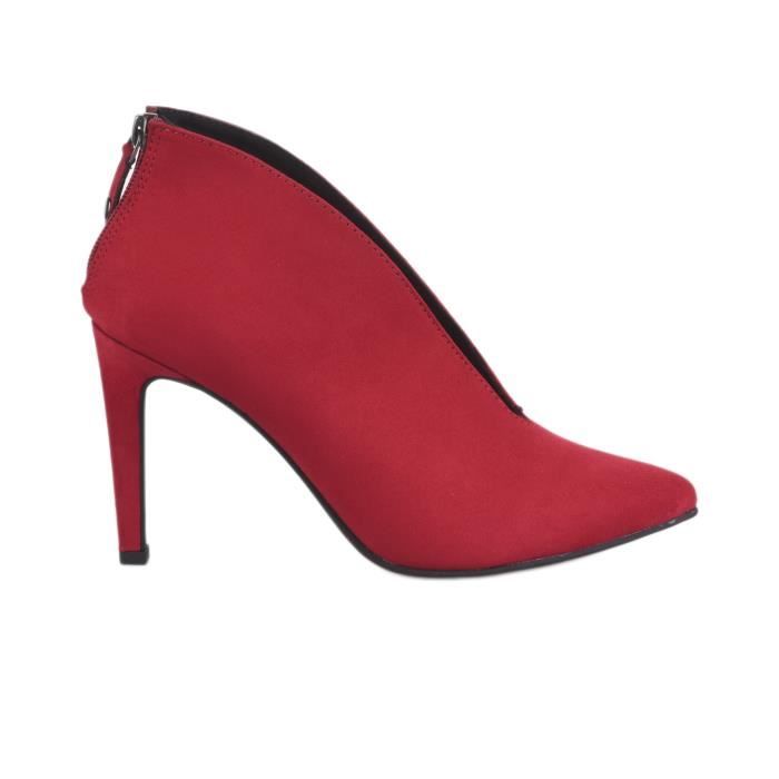 escarpins velours rouge, chaussures femme grande taille
