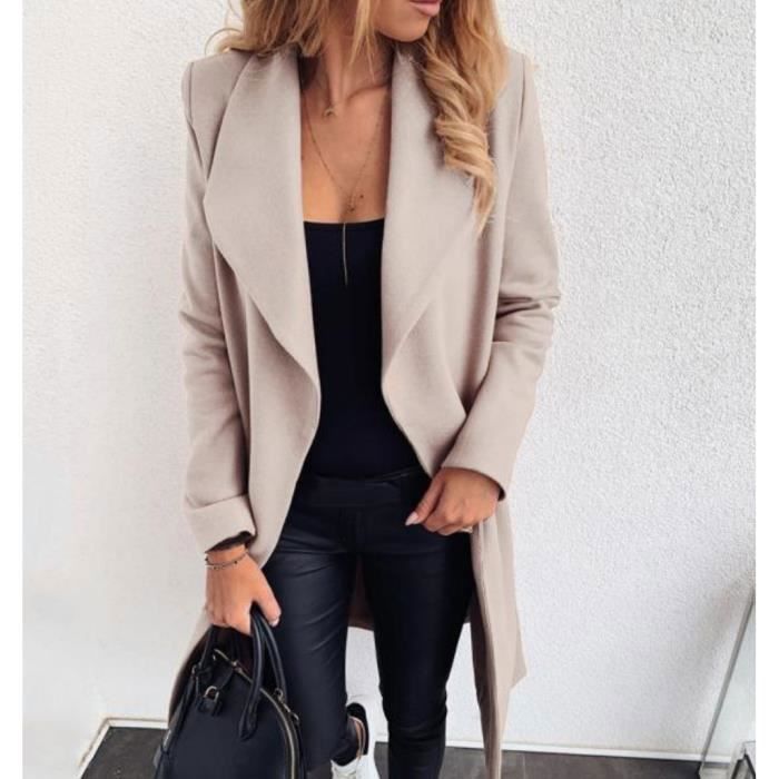 veste longue femme automne blazer beige gilet uni fille d'hiver manche longue cardigan élégant veston manteau printemps pas cher