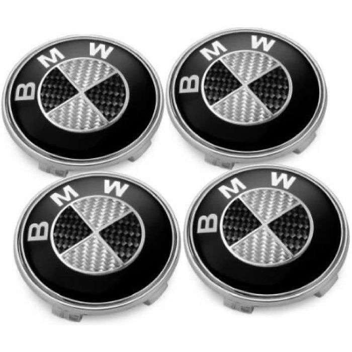 4pcs Logo Bmw 48mm Centre De Roue Cache Moyeu Jante Emblème noir blanc