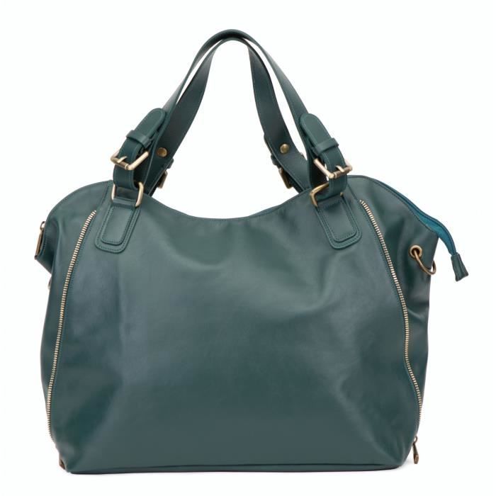 Sac porte epaule en cuir lisse italien CAMELIA OH MY BAG Bleu Dimensions L 47 x H 29 x P 13 cm bleu Cdiscount Bagagerie Maroquinerie