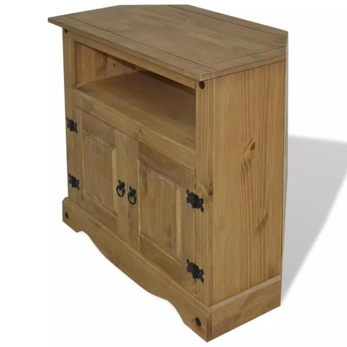 Meuble console - OVONNI - Table console Pin mexicain Gamme Corona - 80 x 43 x 78 cm - 2 tiroirs