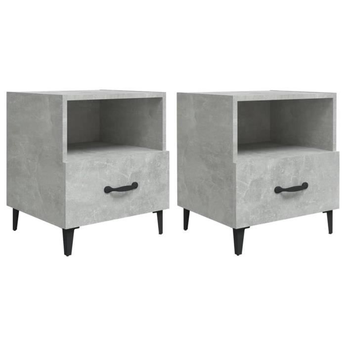 UMR-SALE* Gris Tables de chevet 2 pcs Gris béton Bois dingénierie -[Hp681R]