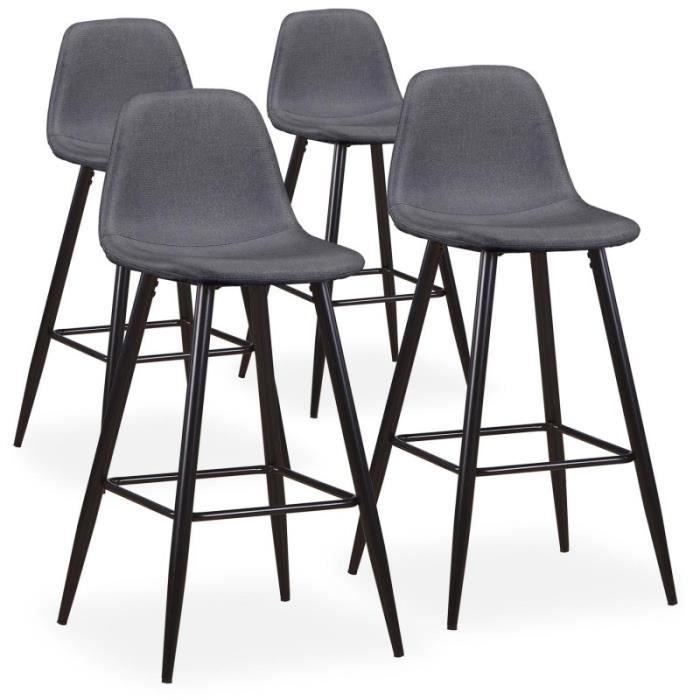 lot de 4 chaises de bar en tissu gris - paris prix - yan - confortable et contemporain