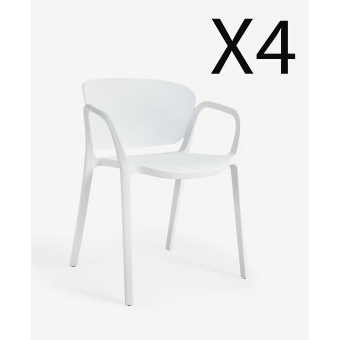 lot de 4 chaises de jardin coloris blanc - longueur 60 x profondeur 55 x hauteur 76 cm
