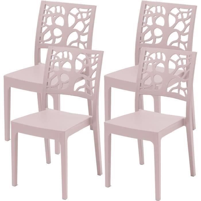 Chaise de jardin TETI ARETA - Rose pastel - Plastique résine - 52 x 46 x H 86 cm