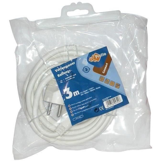 Rallonge - 3x1.5 mm² - 3 m - blanc