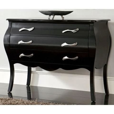Commode design Jasmine noir laque 3 tiroirs - Achat ...
