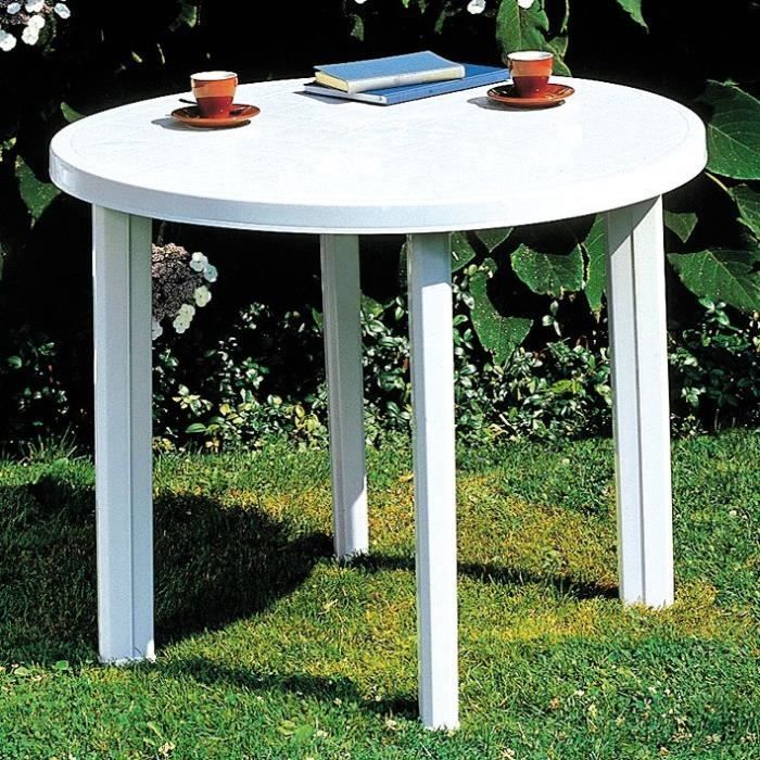 Table de jardin ronde - IPAE PROGARDEN - Ø90 cm - Blanc - Polypropylène