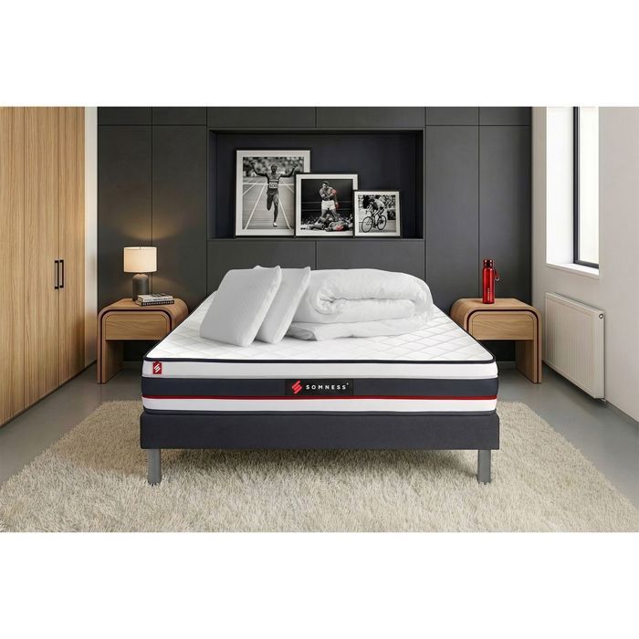 Pack sommier + matelas FORM 140x190 - SOMNESS - Mousse - Très ferme - Coutil respirable Pack sommier + matelas FORM 140x190 - SOMNESS - Mousse - Très ferme - Coutil respirable
