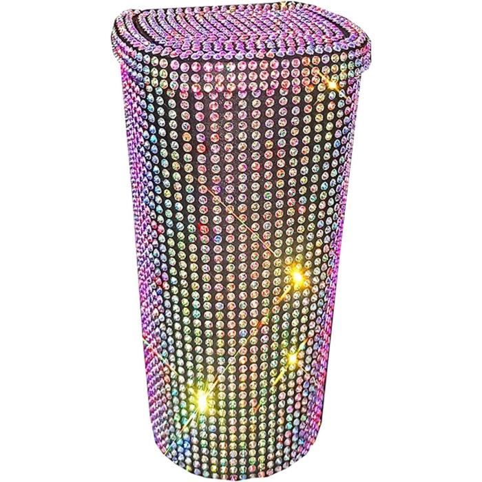 Poubelle Voiture Strass - Étanche, Avec Couvercle à Ressort - 16x14x6.4 Cm - Pour Garder L'Intérieur Propre