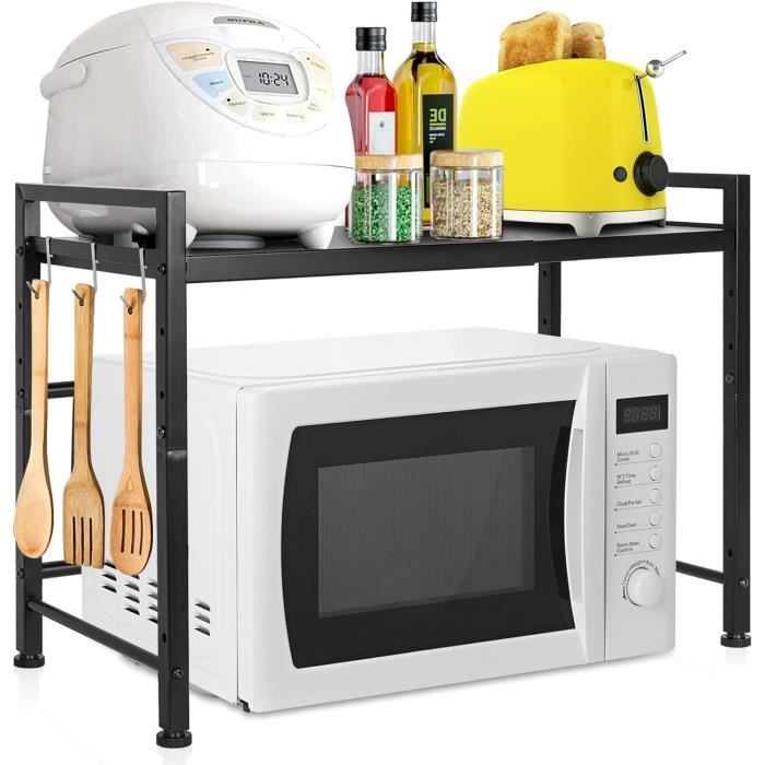 Support à 2 Niveaux Pour Four à Micro-ondes - 54x34,5x35 Cm, Métal Et Bois - Capacité 25-30 Kg