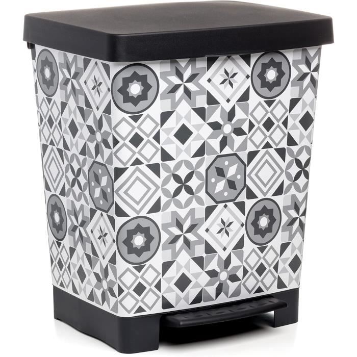 Tatay Poubelle De Cuisine Smart 25L - Pédale Rétractable, Polypropylène Sans BPA, Gris Métallisé - Sacs 30L