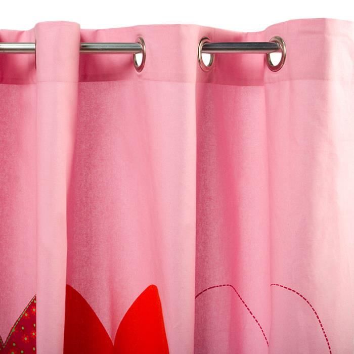 Rideau COEUR (150x250cm) Rose • 100% coton