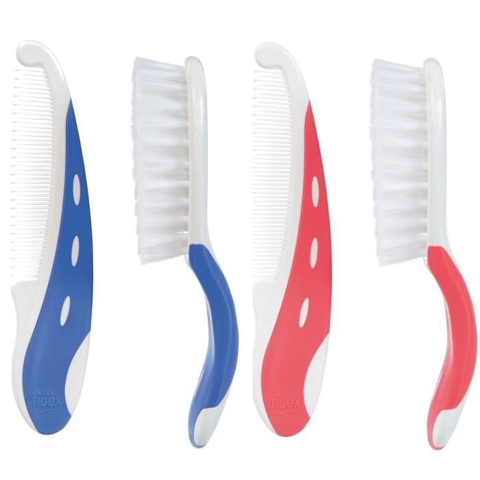 Tigex Set Brosse Peigne Pure Soie Bleu Ou Rouge Cdiscount Puericulture Eveil Bebe