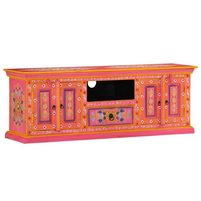 Meuble TV - TMISHION - PAL353907 - Bois massif de manguier - Rose - Vintage
