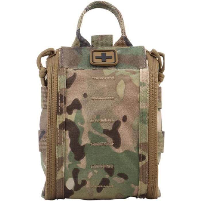 Pochette Tactique EDC Molle Nylon – Sac Compact Médical, Camping, Randonnée, Airsoft, Chasse – Fixation Ceinture/Gilet, Kaki/Vert/Noir