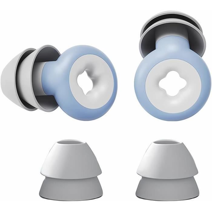 Bouchons D'oreilles Pour Dormir Et Se Concentrer - 7 Paires Réutilisables (tailles XS à L) - Réduction Bruit Jusqu'à 35dB - En Silicone Lavable, étui Inclus