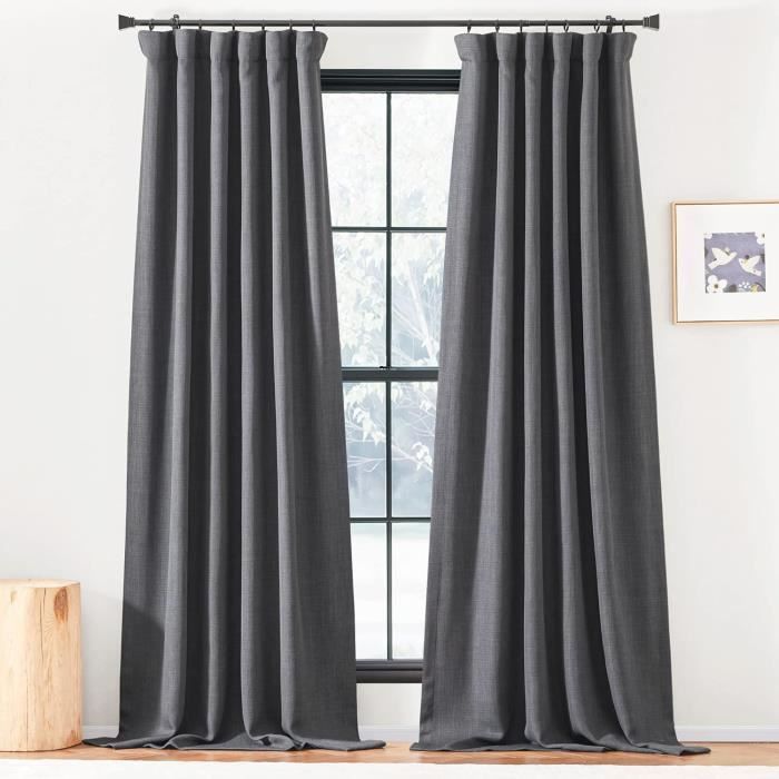 Rideaux Occultants 200x200 Cm - Polyester Dense, œillets Métalliques - Isolation Thermique Et Phonique