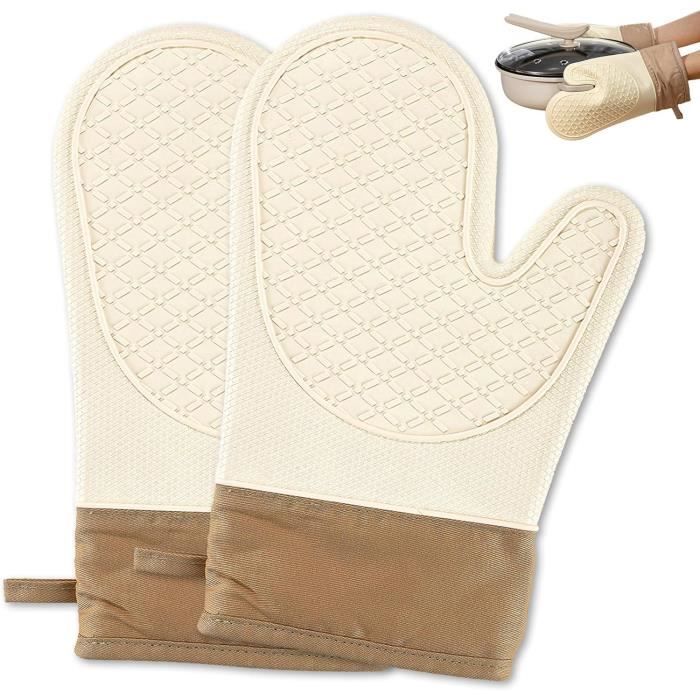 Paire De Gants De Cuisine En Silicone épais - Résistants à La Chaleur (230°C) - Antidérapants - Pour Four, Barbecue, Pâtisserie - 3