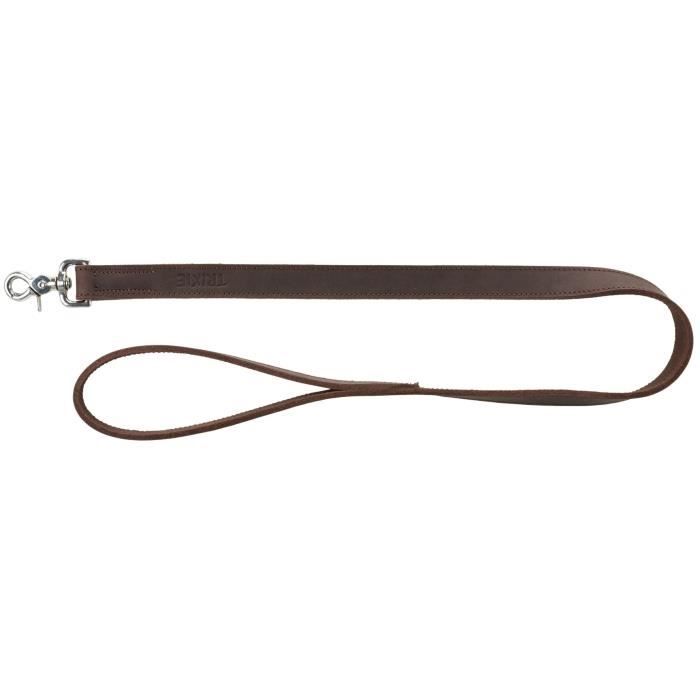 TRIXIE Laisse en cuir ciré et vielli Rustic - M-L: 1 00 m/20 mm - Brun foncé - Pour chien