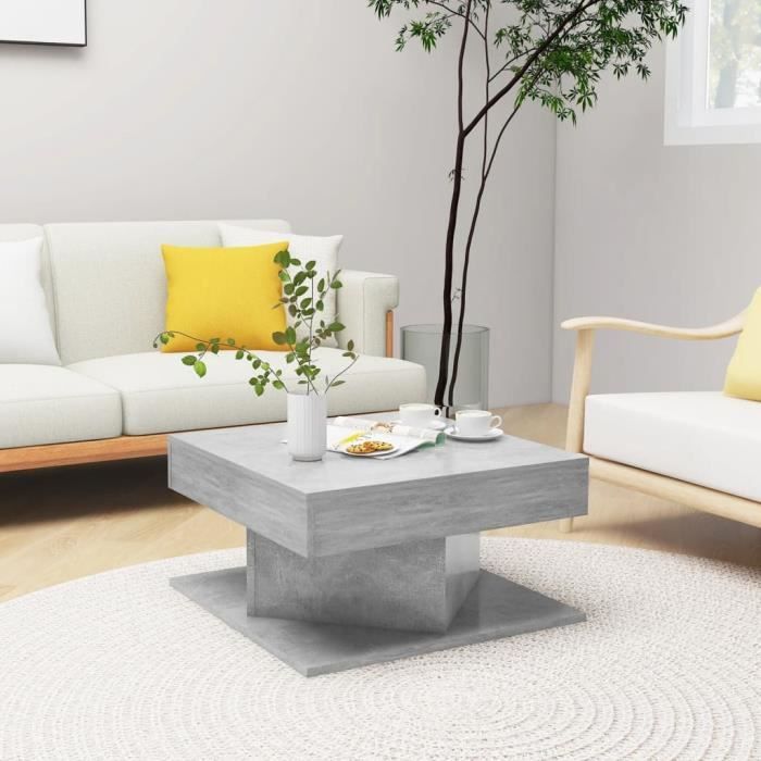 PromoTable de Salon LMT - Table basse Gris béton 57x57x30 cm Aggloméré 145Kg